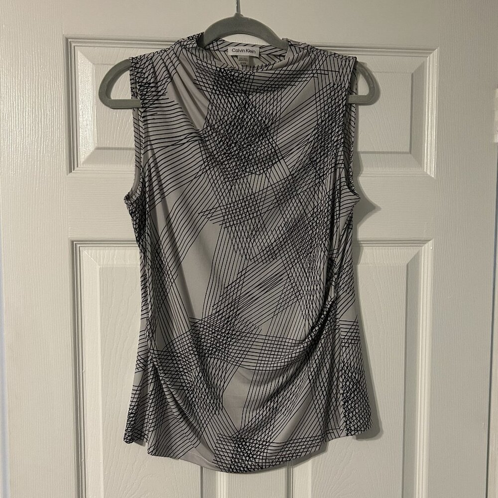 Women's, Calvin Klein, Sleeveless, Back and White, Blouse, Size Medium